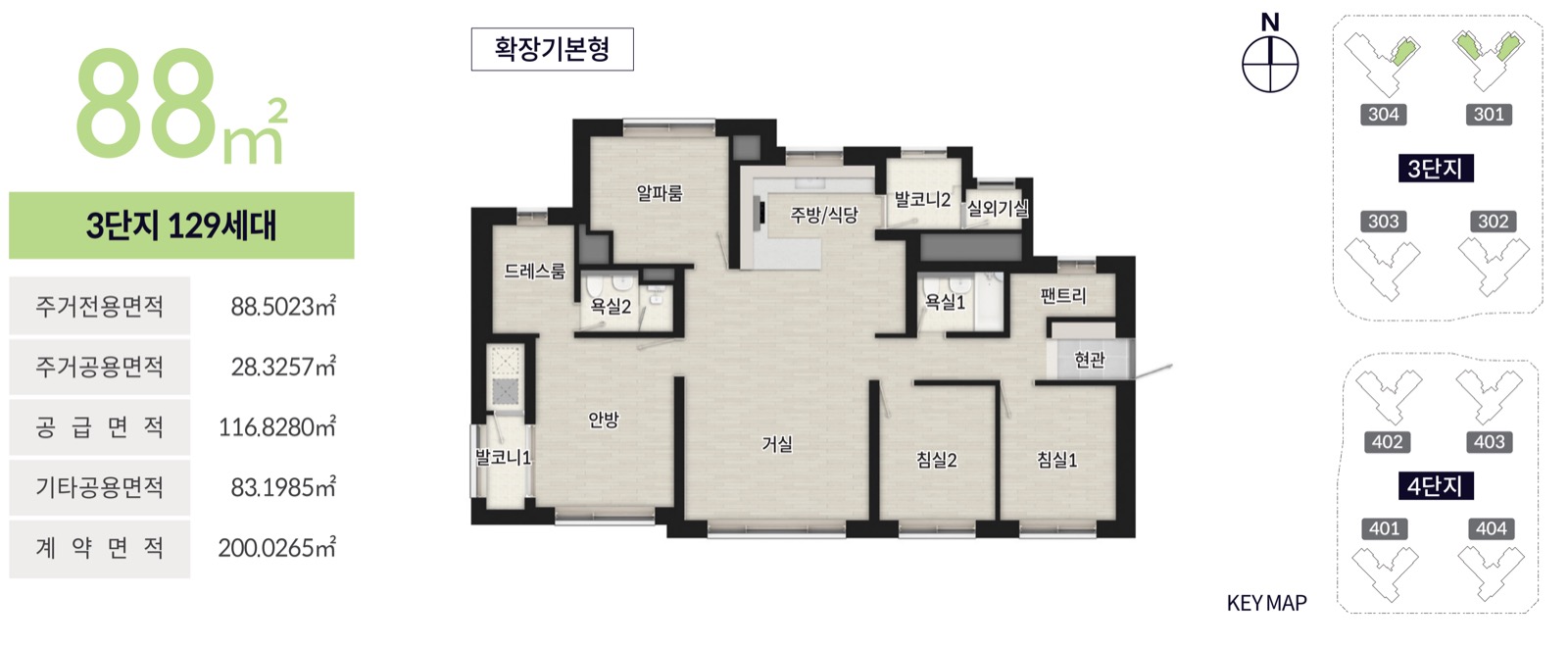 GTX운정중앙역 시티프라디움 3·4단지 88 평면도